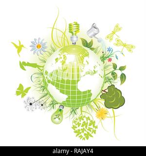 Sammlung Eco Design Elemente, isoliert auf weißem Hintergrund, Vector Illustration Stock Vektor