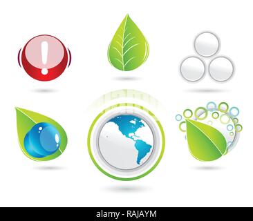 Sammlung Eco Design Elemente, isoliert auf weißem Hintergrund, Vector Illustration Stock Vektor