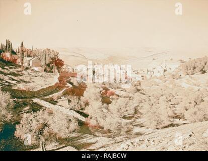 Verschiedene Ain Karim Ansichten. 1934, Jerusalem, Israel. Neuerfundene durch Gibon. Klassische Kunst mit einem modernen Touch neuerfundene Stockfoto