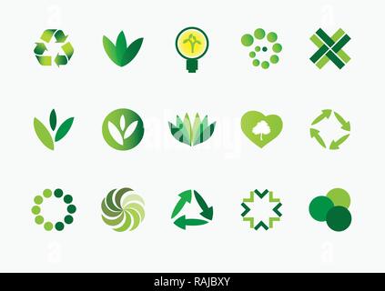 Sammlung Eco Design Elemente, isoliert auf weißem Hintergrund, Vector Illustration Stock Vektor