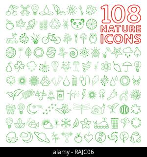 Sammlung Eco Design Elemente, isoliert auf weißem Hintergrund, Vector Illustration Stock Vektor