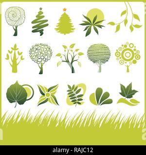 Sammlung Eco Design Elemente, isoliert auf weißem Hintergrund, Vector Illustration Stock Vektor