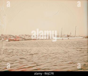 Boote im Hafen von Tripolis. 1925, Libanon, Tripoli. Neuerfundene durch Gibon. Klassische Kunst mit einem modernen Touch neuerfundene Stockfoto