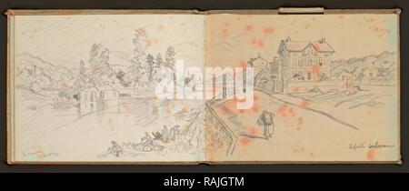 Sketchbook, Preziosi, Amadeo, 1816-1882, Bleistift, grau Waschen, weiß gehöht, 1875, das Skizzenbuch von maltesischen Künstler neuerfundene Stockfoto