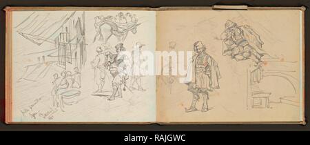 Sketchbook, Preziosi, Amadeo, 1816-1882, Bleistift, grau Waschen, weiß gehöht, 1875, das Skizzenbuch von maltesischen Künstler neuerfundene Stockfoto