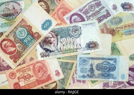 Historische Banknoten, Sowjetunion Rubel, 1961 - 1991 Stockfoto