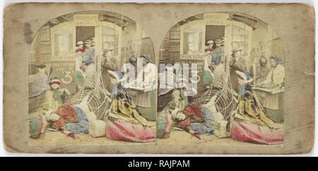 Krinoline Schwierigkeiten, Anonym, 1855-1865. Neuerfundene durch Gibon. Klassische Kunst mit einem modernen Touch neuerfundene Stockfoto