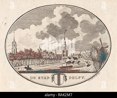 Ansicht von Delft, Niederlande, Jan Gerritsz. Visser, 1792. Neuerfundene durch Gibon. Klassische Kunst mit einem modernen Touch neuerfundene Stockfoto