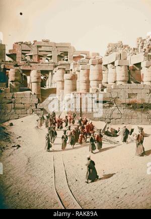 Ägyptische Ansichten Karnak. Im Großen Tempel des Ammon 1900, Ägypten, Karnak. Neuerfundene durch Gibon. Klassische Kunst mit einem modernen Neuerfundene Stockfoto