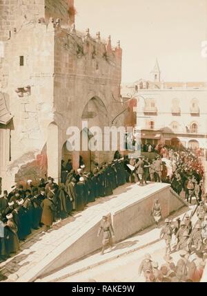 Eintrag von Feldmarschall Allenby, Jerusalem, 11. Dezember 1917 Gouverneur Borton Pasha, Verteilen von proklamationen Neuerfundene Stockfoto