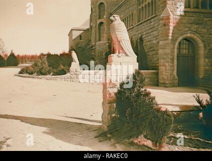 Die Regierung Haus auf Olivet Statuen von Adler. 1917, Jerusalem, Israel. Neuerfundene durch Gibon. Klassische Kunst mit einem Neuerfundene Stockfoto