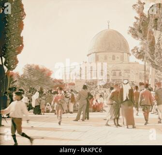 Beerdigung von König Hussein, Jerusalem, Moschee von Omar, Felsendom. 1931, Israel. Neuerfundene durch Gibon. Klassische Kunst neuerfundene Stockfoto