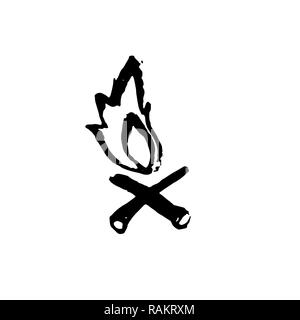 Lagerfeuer Grunge Brush Symbol. Vector Illustration. Stock Vektor