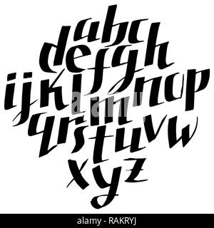 Grunge alten Stiftes gothic Font. Blackletter script. Vector Illustration. Stock Vektor