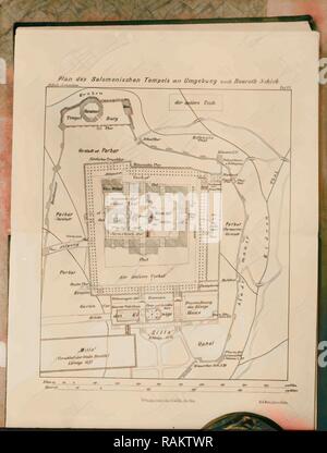 Grundrisse des Salomonischen Tempels & Umwelt nach Dr. Schick. 1934, Jerusalem, Israel. Neuerfundene Stockfoto