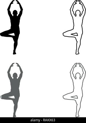 Mann steht in den Lotussitz Yoga silhouette Symbol grau schwarz Vektor skizziere ich Flat Style einfach Bild einstellen Stock Vektor