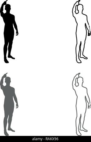 Mann zeigt seine Finger nach oben Konzept silhouette Symbol grau schwarz Vektor skizziere ich Flat Style einfach Bild einstellen Stock Vektor