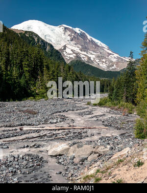 Sommer Blick auf den berühmten Berg in der Nähe von Seattle, mit unter Wasser Stockfoto