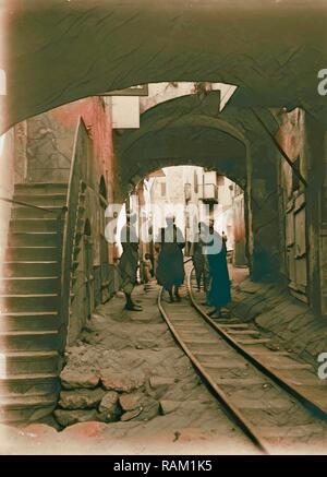 Jaffa (joppe) und Umgebung. Straße in der Nähe der Anlegestelle. 1920, Israel, Tel Aviv. Neuerfundene durch Gibon. Klassische Kunst neuerfundene Stockfoto