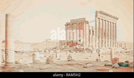 Palmyra. Haus des Baal. Der große Hof, Umschließenden - Wand- und Kolonnaden. 1920, Syrien, Tadmur. Neuerfundene Stockfoto
