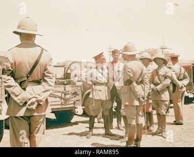 Palästina Unruhen 1936 Seiner Exzellenz, dem Hohen Kommissar sprechen zu den Offizieren der 8.husaren. 1936 Neuerfundene Stockfoto