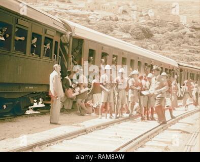 Palästina Unruhen 1936 Personenzug an Bittir, militärischen Eskorte. 1936, West Bank, Bethar. Neuerfundene Stockfoto