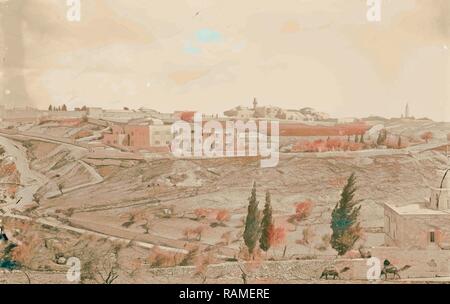 Mt. Zion, über von Tal Hinnom American Colony, Jerusalem. 1898, Israel. Neuerfundene durch Gibon. Klassische Kunst neuerfundene Stockfoto