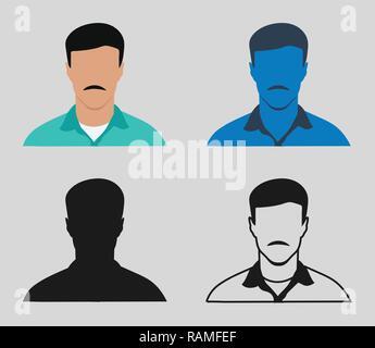 Männliche Avatar Symbol mit Bart auf seinen Mund. Stock Vektor