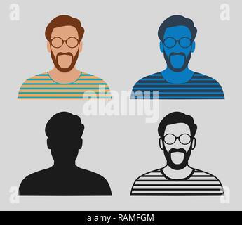 Männliche Avatar Symbol mit Bart auf seinen Mund. Stock Vektor
