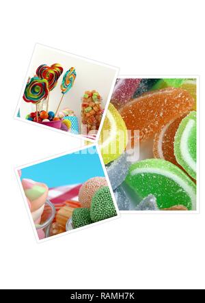 Candy süßen Lolly zuckerhaltigen Collage Foto Stockfoto
