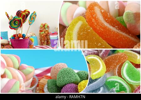 Candy süßen Lolly zuckerhaltigen Collage Foto Stockfoto