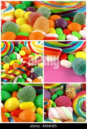 Candy süßen Lolly zuckerhaltigen Collage Foto Stockfoto