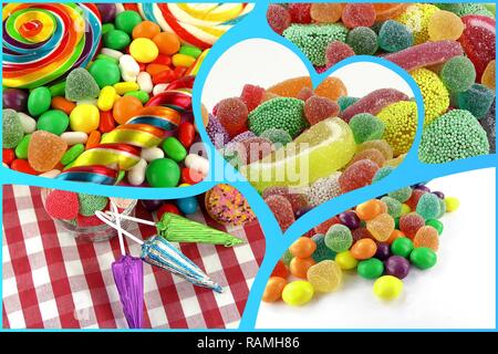Candy süßen Lolly zuckerhaltigen Collage Foto Stockfoto