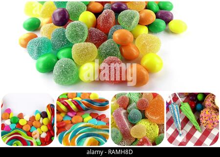 Candy süßen Lolly zuckerhaltigen Collage Foto Stockfoto