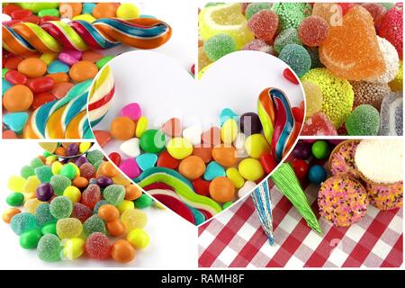 Candy süßen Lolly zuckerhaltigen Collage Foto Stockfoto