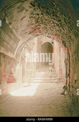 Haus von Veronica auf der Via Dolorosa VI Station des Kreuzes. 1940, Jerusalem, Israel. Neuerfundene durch Gibon. Klassische Kunst neuerfundene Stockfoto