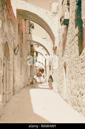 Via Dolorosa, V-Station des Kreuzes 1940, Jerusalem, Israel. Neuerfundene durch Gibon. Klassische Kunst mit einem modernen Touch neuerfundene Stockfoto