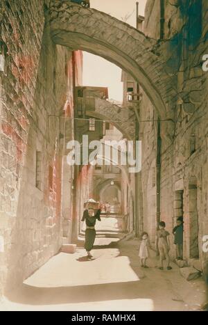 Via Dolorosa, V-Station des Kreuzes 1940, Jerusalem, Israel. Neuerfundene durch Gibon. Klassische Kunst mit einem modernen Touch neuerfundene Stockfoto