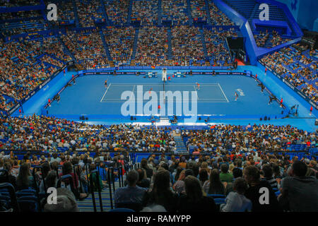 RAC-Arena, Perth, Australien. Am 4. Januar, 2019. Hopman Cup Tennis, die von Mastercard gefördert; Gemischtes Doppel Aktion zwischen Australien und Deutschland Credit: Aktion plus Sport/Alamy leben Nachrichten Stockfoto