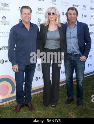 Palm Springs, CA. Am 4. Januar, 2019. James Van Patten, Eileen Davidson, Vince Van Patten in der Ankunftshalle für die kreative Wirkung Auszeichnungen auf der 30. jährlichen Palm Springs International Film Festival Film Awards Gala, Parker Palm Springs, Palm Springs, CA 4. Januar 2019. Credit: Priscilla Grant/Everett Collection/Alamy leben Nachrichten Stockfoto