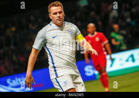 Glasgow, Schottland, Großbritannien. 4. Januar, 2019. Aktion ab Tag 1 der Stern Sixes Turnier an der sek Hydro in Glasgow. Spiel 2 - Wales vs England Credit: Colin Poultney/Alamy leben Nachrichten Stockfoto