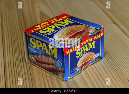 Spam Dosenfleisch der Firma Hormel, Fruehstuecksfleisch Spam der Fa. Hormel Stockfoto