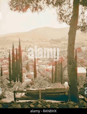 Ain Karim Ansichten. 1934, Jerusalem, Israel. Neuerfundene durch Gibon. Klassische Kunst mit einem modernen Touch neuerfundene Stockfoto