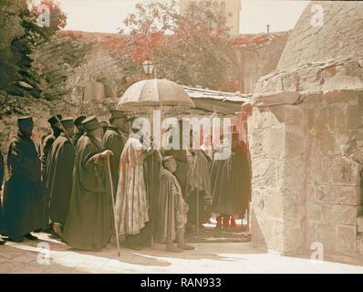 Palmsonntag, 1937 Abessinier Prozession, Jerusalem, Israel. Neuerfundene durch Gibon. Klassische Kunst mit einem modernen Touch neuerfundene Stockfoto