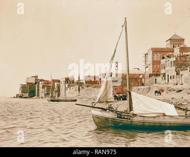 Tartus. Die Stadt entlang der Küste. 1936, Syrien, Tartūs. Neuerfundene durch Gibon. Klassische Kunst mit einem modernen Touch neuerfundene Stockfoto