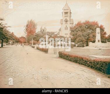 Tanganyika. Dar-es-Salem [d.h., Dar es Salaam]. Die evangelische Kirche, auf die Straße. 1936, Tansania, Dar Es Neuerfundene Stockfoto