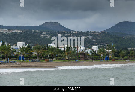 Strand, Latsi, Zypern, Strang, Zypen Stockfoto