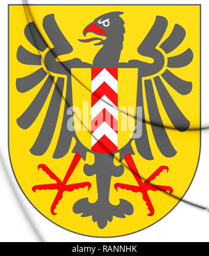 3D Wappen in Neuchatel, Schweiz. 3D-Darstellung. Stockfoto