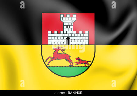 3D-Flagge von Hohenmoelsen (Sachsen-Anhalt), Deutschland. 3D-Darstellung. Stockfoto