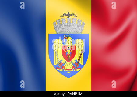 3D-Markierung von Bukarest, Rumänien. 3D-Darstellung. Stockfoto